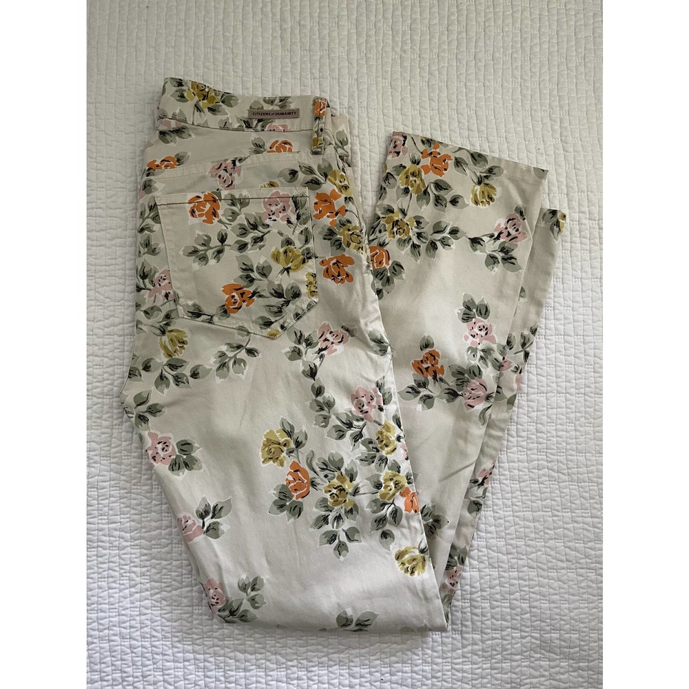 Citizens of Humanity Mandy High Waist Slim Roll Up Floral Jeans - Picture 3 of 7